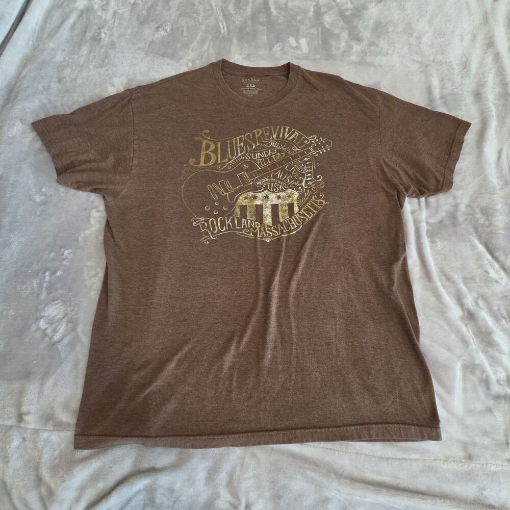 Sonoma Brown Blues Revival Rockland Massachusetts Tee Shirt Men's XXL